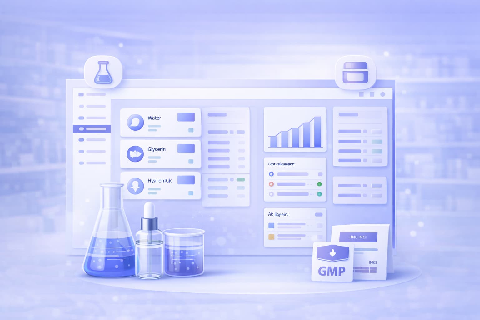 INCIkit Dashboard mit Rezepturverwaltung, Kostenberechnung und GMP-Dokumentation